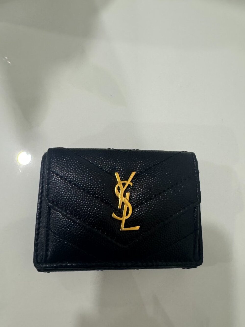 YSL Black Leather Compact Wallet